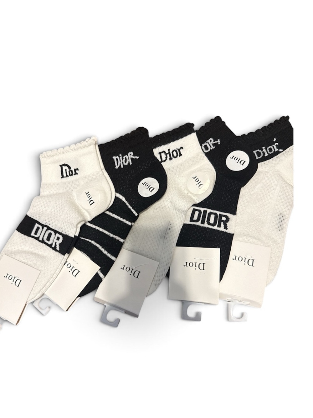 Black and White Athletic Ankle Socks - 5-Pack Variety